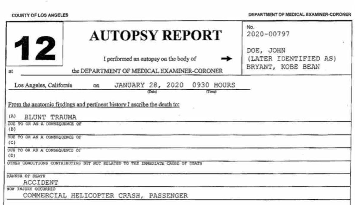 Kobe and Gigi Autopsy twitter Leaked Kobe Bryant Autopsy Report Viral